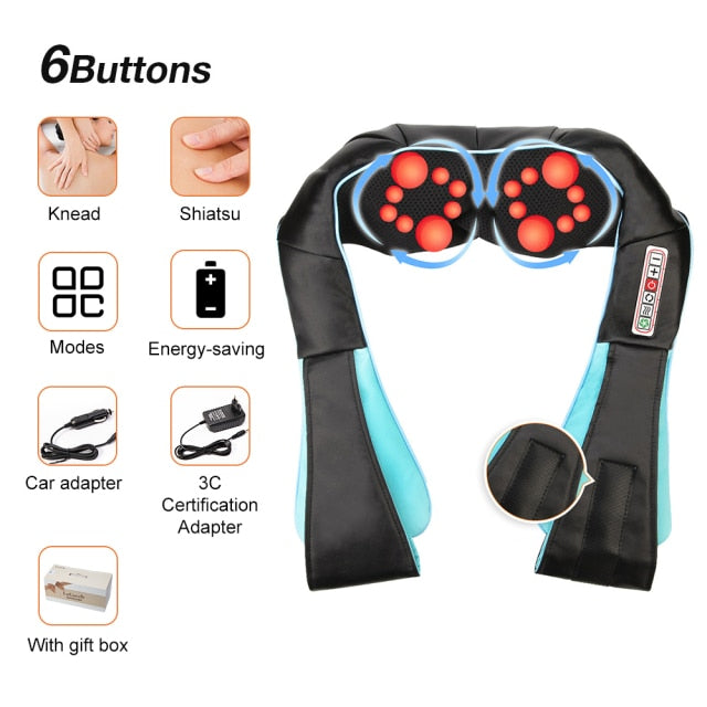 Electric shiatsu massager for the back and shoulders